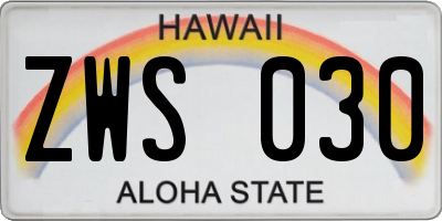 HI license plate ZWS030