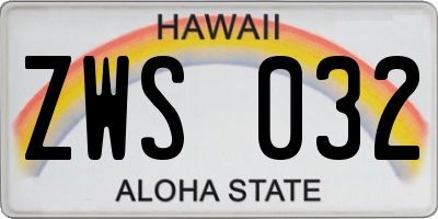 HI license plate ZWS032