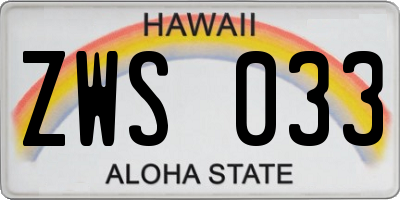HI license plate ZWS033