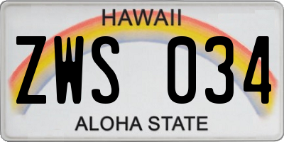 HI license plate ZWS034