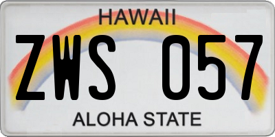 HI license plate ZWS057