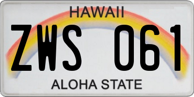 HI license plate ZWS061