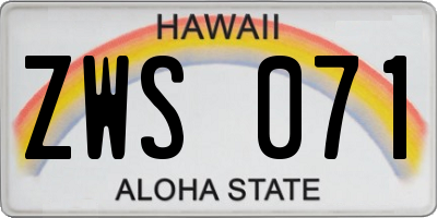 HI license plate ZWS071
