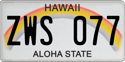 HI license plate ZWS077