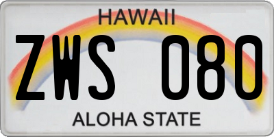 HI license plate ZWS080