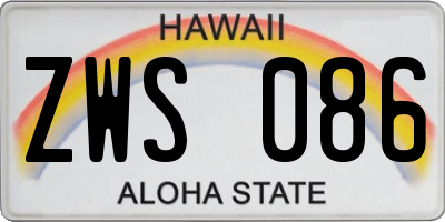 HI license plate ZWS086
