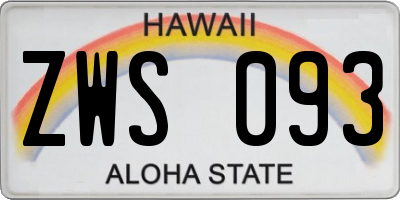 HI license plate ZWS093