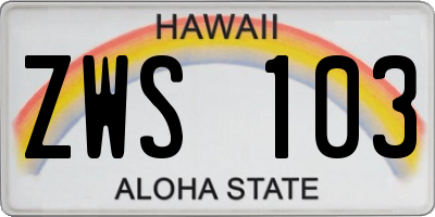 HI license plate ZWS103