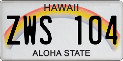 HI license plate ZWS104