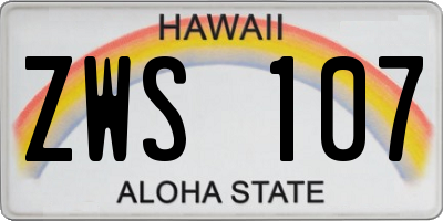 HI license plate ZWS107