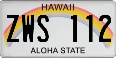HI license plate ZWS112