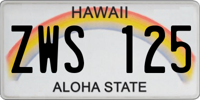 HI license plate ZWS125