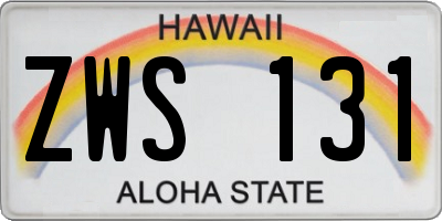 HI license plate ZWS131