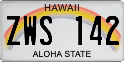 HI license plate ZWS142