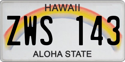 HI license plate ZWS143