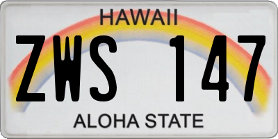 HI license plate ZWS147