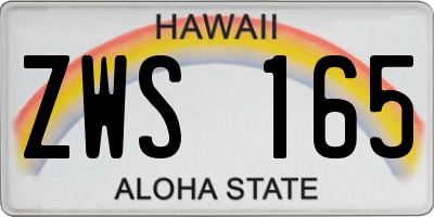 HI license plate ZWS165