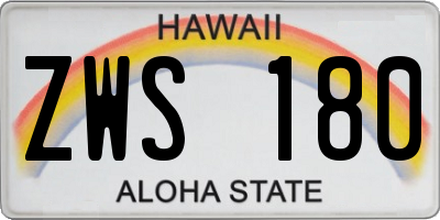 HI license plate ZWS180