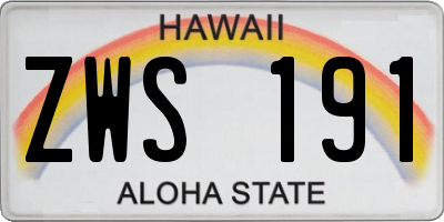 HI license plate ZWS191