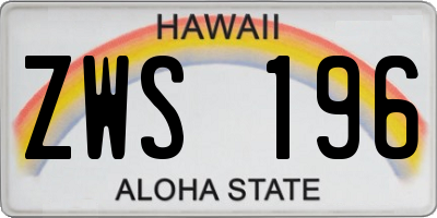 HI license plate ZWS196