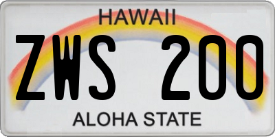 HI license plate ZWS200