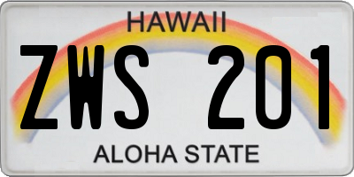 HI license plate ZWS201
