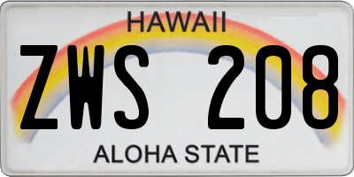 HI license plate ZWS208
