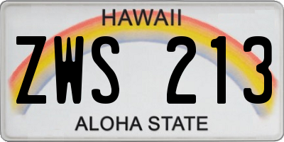 HI license plate ZWS213