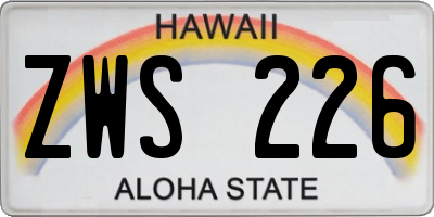 HI license plate ZWS226