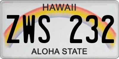 HI license plate ZWS232
