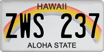 HI license plate ZWS237