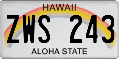 HI license plate ZWS243