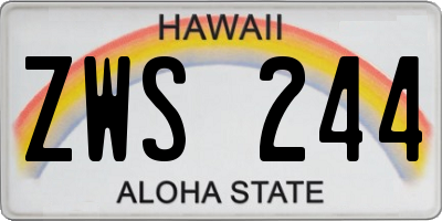 HI license plate ZWS244