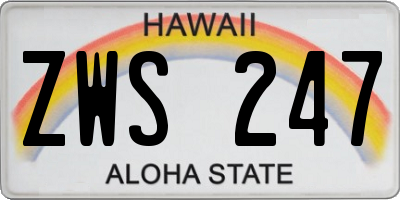 HI license plate ZWS247
