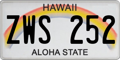 HI license plate ZWS252