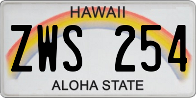 HI license plate ZWS254