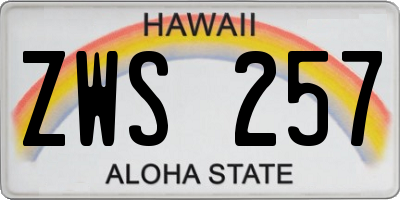 HI license plate ZWS257