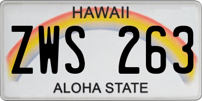 HI license plate ZWS263