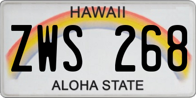 HI license plate ZWS268
