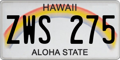 HI license plate ZWS275