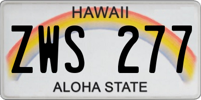 HI license plate ZWS277