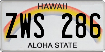 HI license plate ZWS286
