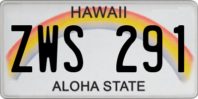 HI license plate ZWS291