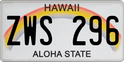 HI license plate ZWS296