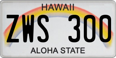 HI license plate ZWS300
