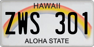HI license plate ZWS301