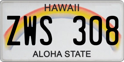 HI license plate ZWS308
