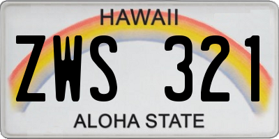 HI license plate ZWS321
