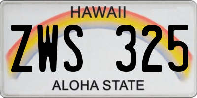HI license plate ZWS325