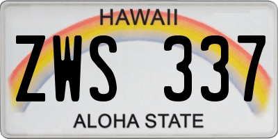 HI license plate ZWS337